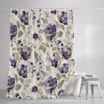 thumbnail image 3 of Shower Curtains for Bathroom, Spring Botanical Waterproof Fabric Shower Curtain, Watercolor Purple Floral Leaf Vintage Beige Decorative Bathroom Curtain for Bathtub, 66"x72", No Hooks Included, 3 of 9