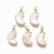 thumbnail image 1 of Brass Pendants with Freshwater Shell Nickel Free Real 18k Gold Plated Moon Seashell Color 16x10x3mm Hole: 2x4mm, 1 of 2