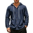 thumbnail image 1 of SHIXIAOO Chemise Décontractée en Lin à Manches Longues à Capuche pour Hommes Printemps et Automne, 1 of 4