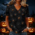 thumbnail image 2 of Trgacdwlo Halloween Shirts for Women 2026 Retro Ghost Halloween Pumpkin Fall Short Sleeve Tops for Women Funny Pumpkin Graphic Pullover for Women, 2 of 5