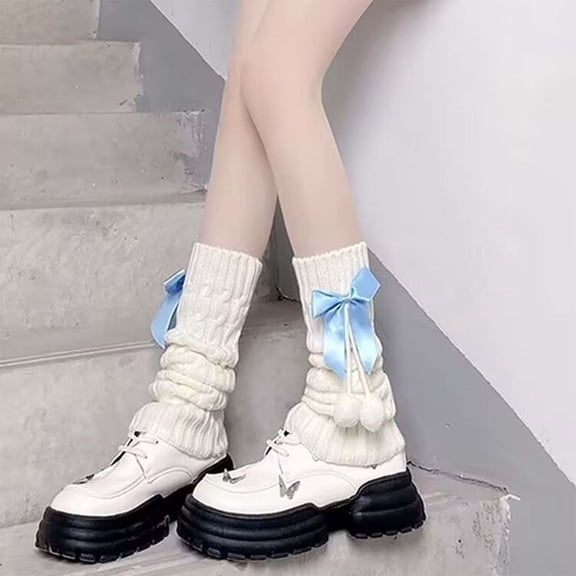 Cozy Knitted Leg Warmers For Soft Knitted Boot Cuffs Ankle Socks With Bow Detail Thermal Sleeves For Winter Fall Season Casual Wear And Fashion