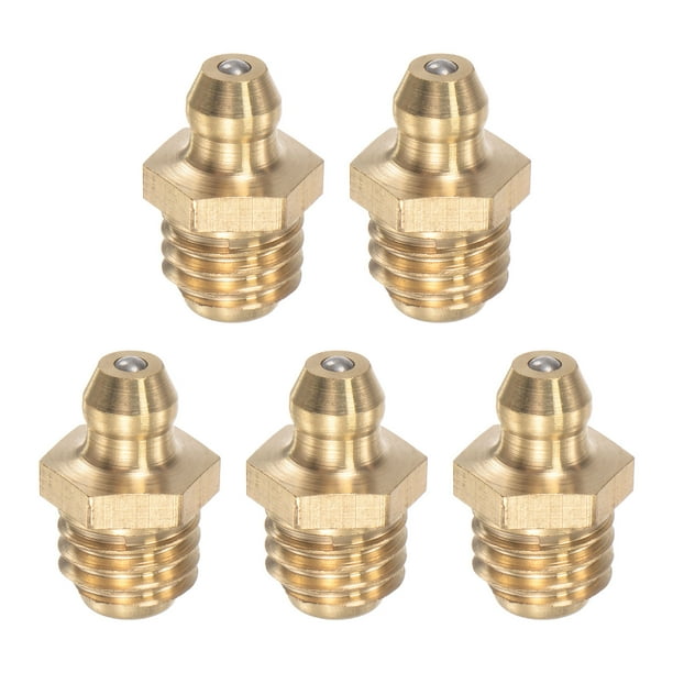 Latón Recta Grasera Unique Bargains M10 x 1,5mm Rosca Hidráulico Engrasador 5 Piezas