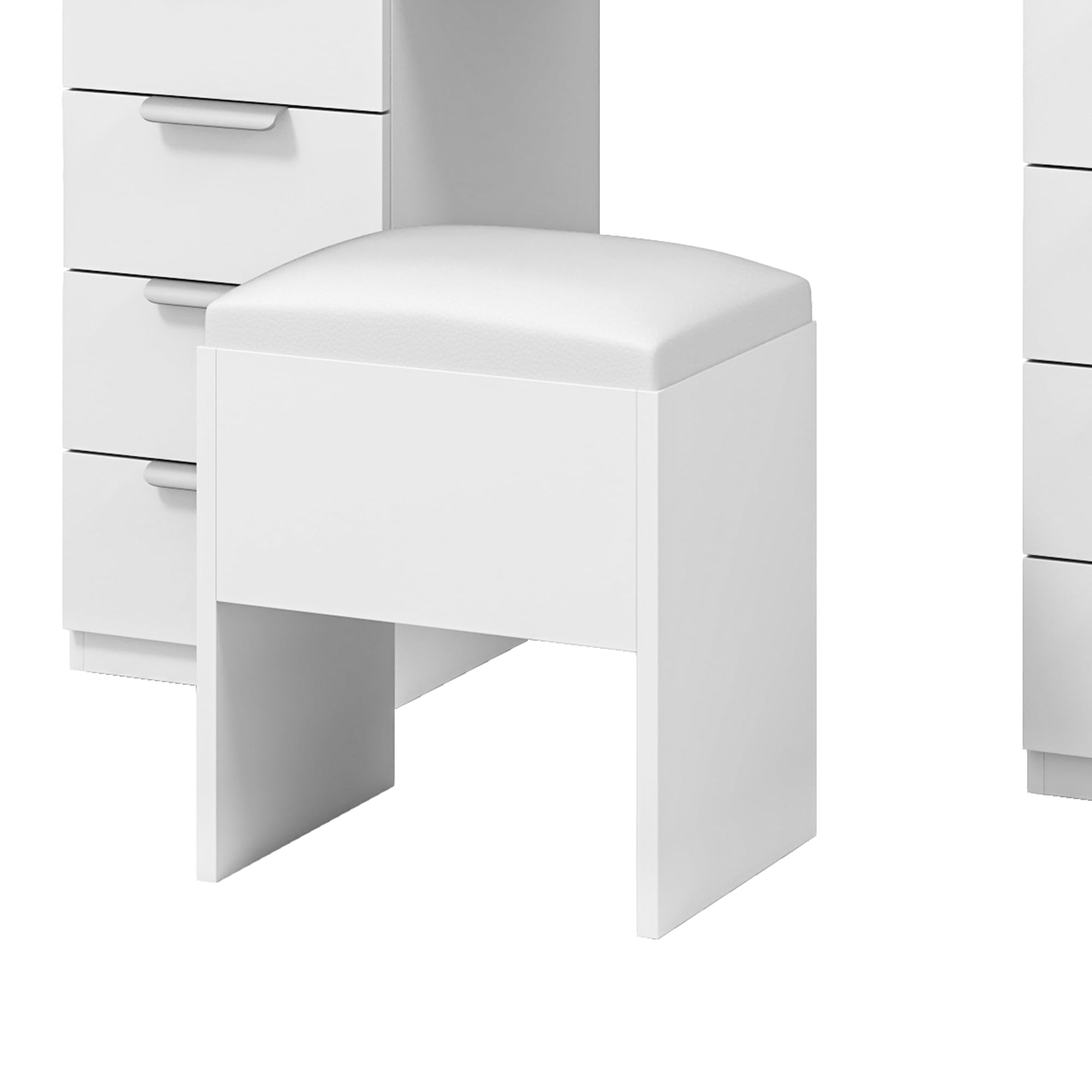 Uforic Adults Vanity Desk Set – Mirror, 3-Mode Lights, Charging Station, 11 Drawers & Bench in White