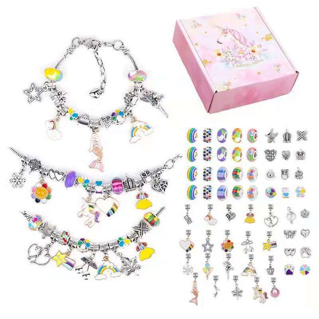 Regalo de Navidad - Juego de pulseras Diy Kids Ocean Collection en caja de regalo con cuentas de colores