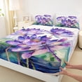 thumbnail image 3 of Homewish Purple Rustic Lotus Twin Sheet Sets,Flying Dragonfly Twin Fitted Sheet,Country Flower Floral Flat Sheet For Girls Kids,Super Cozy Room Decor,3-Piece, 3 of 7