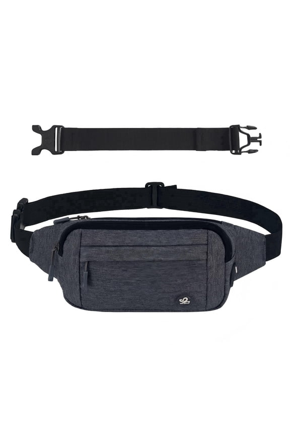 Unisex Lightweight Running Hiking Jogging Nylon Fanny Pack Waist Bag-Dark Gray