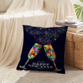 thumbnail image 4 of LALILO Throw Pillow Covers Happy New Year Greeting Card With Colorful Triangle Glass And Vintage File With Set of 2 Square 18 x 18 Inch Pillowcase, 4 of 5