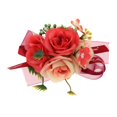 thumbnail image 2 of Boutonniere hecho con alfiler para hombre, decoración de , muñequera de ramillete, flores artificiales para el ojal, flores para n rojo, 2 of 9