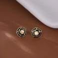 thumbnail image 6 of Solid 925 Sterling Silver Flower Stud Earrings for Women Teens Black Flower Stud Earrings Pearls, 6 of 6