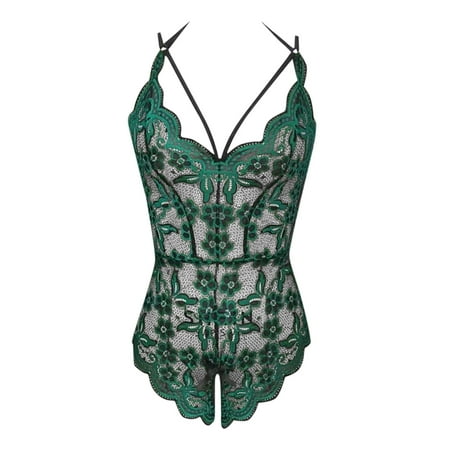 

Women Fashion Lingerie Women Red Solid Color Lace Lingerie Bodysuit Underwear Nightwear Lingeries Chemise Nightie Sleepwear