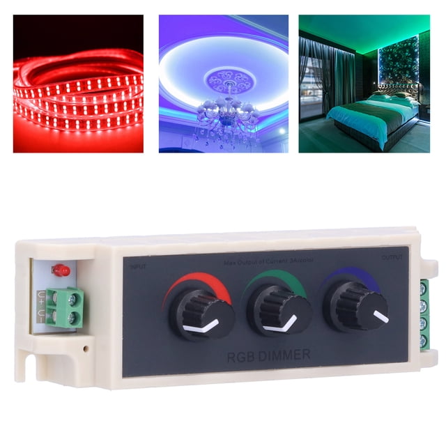 Mgaxyff LED Light Controller,RGB Knob Dimmer Smart LED Light Brightness Adjustment 3‑Channel Controller DC12‑24V,LED Dimmer