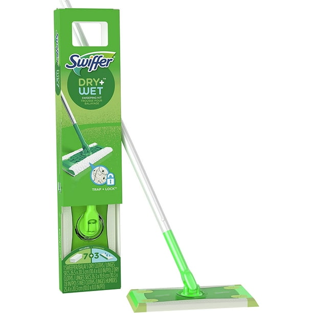 Swiffer Sweeper Kit de nettoyage pour sols secs et humides avec chiffons  résistants