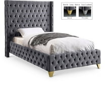 Meridian Furniture Savan Gray Velvet Twin Bed