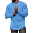 thumbnail image 5 of PNTUTB Men's Crew Neck Casual Long Sleeve Pullover Solid Color Lightweight Loose Fit Sports Top, 5 of 5