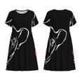 thumbnail image 3 of Bixox Robe d'Été à Manches Courtes pour Femmes Robe Ample Longueur Genou avec Poches-Bouledogue Français, 3 of 7