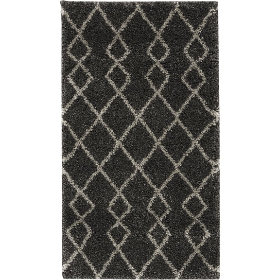 Nourison Geometric Shag GOS01 Charcoal/Gray Indoor Area Rug - 2'2X3'9