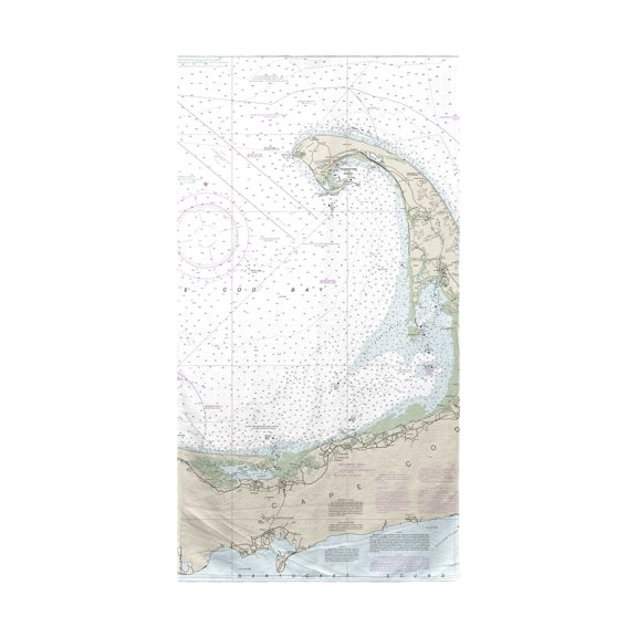 Betsy Drake BT13246 Cape Cod Bay, MA Nautical Map Beach Towel