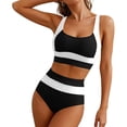 thumbnail image 4 of Plus Size Bikini Top V-Neck Ruffled Tunic with Ring Straps Push-Up Padded Swimsuit, Plus Size Bikini Sets, 4 of 6