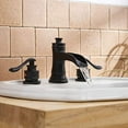 thumbnail image 2 of BWE 8 Inch Widespread Bathroom Faucet Matte Black with Pop Up Drain and Supply Hose Lead-Free Two-Handle 3 Holes Waterfall Bathroom Sink Faucet Lavatory Mixer Tap, 2 of 10