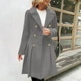 thumbnail image 4 of Wutalume Women's Solid Color Thick Long Sleeve Fashion Coat Jacket, Lapel Design with Double Breasted Buttons, Pockets and Lining, Wool Blend for Fall and Winter,Light Gray 2XL, 4 of 6