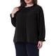 thumbnail image 4 of Blusa elegante de oficina de manga larga con puños elásticos para mujeres de tallas grandes Agnes Orinda 3X negra, 4 of 6