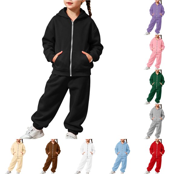 Bigetiay Kids Casual Hoodie Sweatshirt for Girls with Relaxed Fit Cozy 2 Piece Outfit Everyday And School Days, Size 8-9 Years
