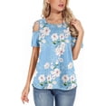thumbnail image 3 of ANYJOIN Womens Summer T Shirts Strappy Short Sleeve Tunic Tops Strappy Cold Shoulder Blouse, 3 of 6
