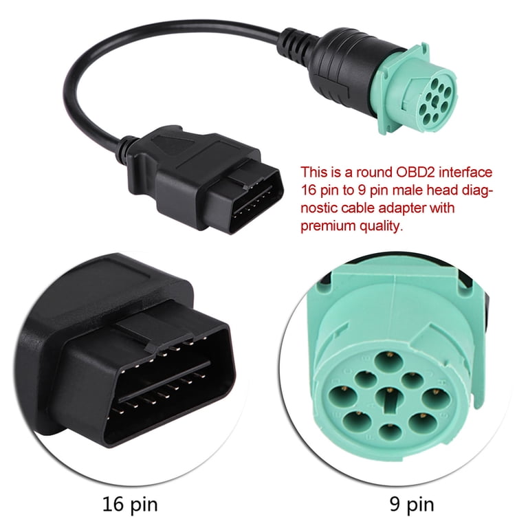 Diesel Laptops 9-Pin To Purple OBDII Adapter Cable - For Mack & Volvo 10V Trucks, Compatible With Diagnostic Tools (Nexiq, Noregon, CAT)