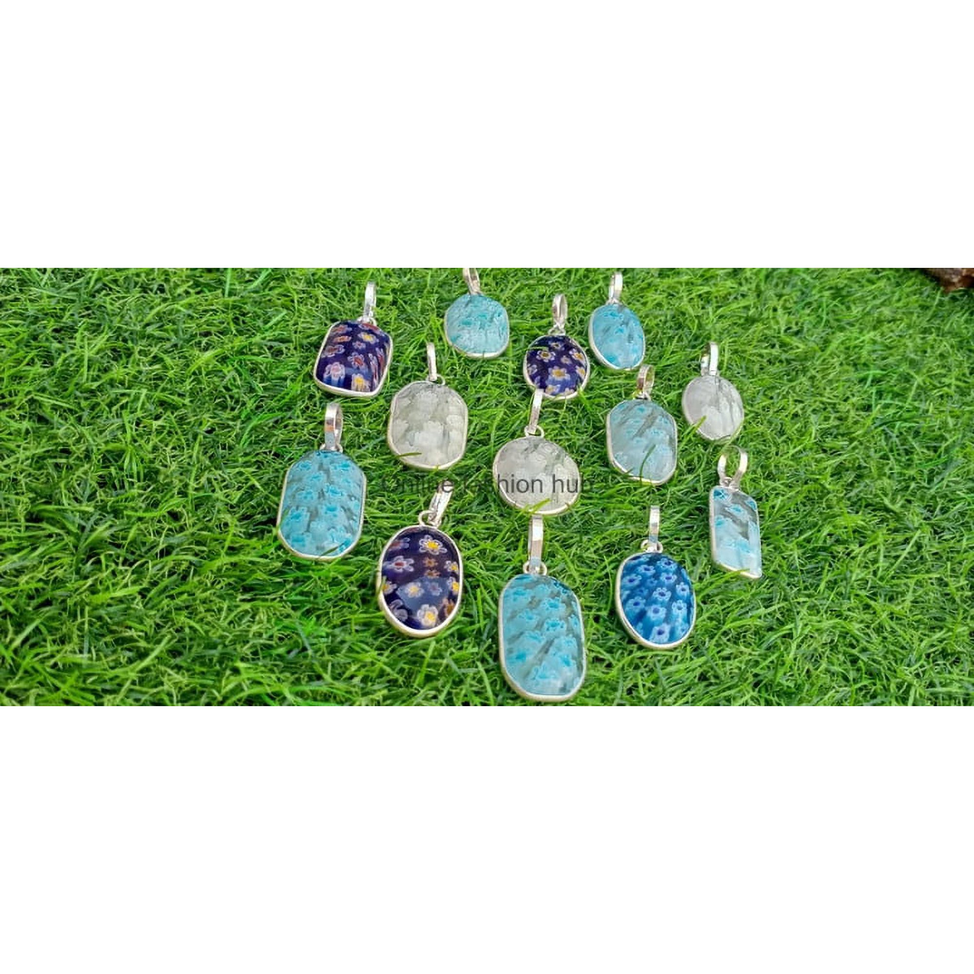Snowflake Gemstone 925 Sterling Silver Plated Handmade Pendant 10 pcs