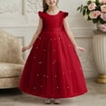 thumbnail image 2 of MEZZALL Child Elegant Long Girls Formal Dress With Bow And Beaded For Birthday Party Pageant Gown Long Sleeve O-Neck Festival Sundress Classic, 2 of 6