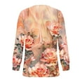 thumbnail image 5 of MIUOWANP Women's Casual Fashion Loose Pleated Crew-Neck Printed Long-Sleeved Tops 2024 Popular New Tops on Sale Orange L, 5 of 5