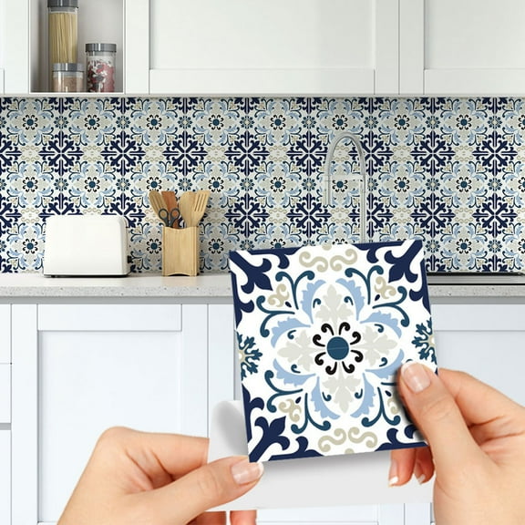 Peel & Stick Tile Stickers 9 PCS Self Adhesive Backsplash Decorative Wall Stickers for Kitchen Bathroom Tile Decals Waterproof & Removable