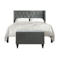 thumbnail image 3 of Castle Place Button Tufted Wingback Velvet Upholstered Bed with Storage Bench, Light Grey, Queen, 3 of 13
