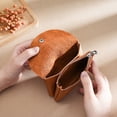 thumbnail image 3 of Monedero de piel auténtica para mujer, monedero pequeño de piel de vaca con capas para tarjetas y llaves, 3 of 4