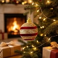 thumbnail image 3 of Striped Christmas Ball Ornament, 3.9x2.9x2.9in Foam Hanging Decor, Elegant Red Gold Glossy Finish, for Christmas Tree Holiday Display, 3 of 5