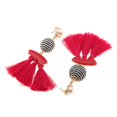 thumbnail image 4 of Pendientes de Botón con Flecos Y Borlas de Bohemio con Perla de a Rayas Salvador Esmalte Borla Pendientes, 4 of 7