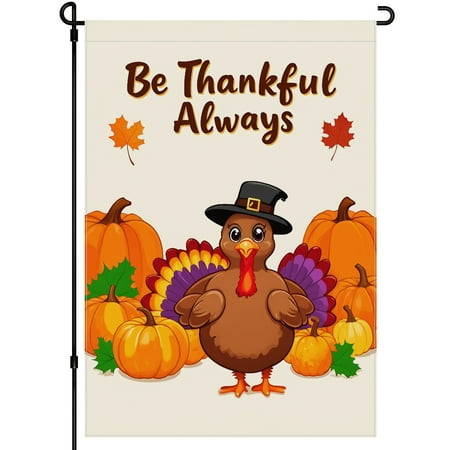 Thanksgiving Turkey Garden Flags Thanksgiving Fall Garden Flag for Outdoor Thanksgiving Day Pumpkins Double Side Camper Decorations for Yard Front Door Outdoor Balcony Decoration (28x40inch)