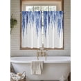 thumbnail image 4 of Navy Blue 2 Panel Kitchen Curtains for Windows, Summer Botanical Leaves Watercolor Bathroom Privacy Curtain, Home Décor Window Treatment for Bedroom/Living Room 55"x45", 4 of 6