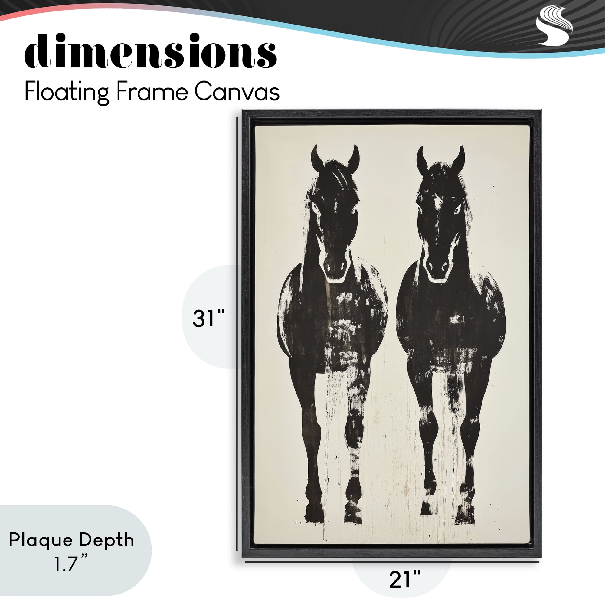 Stupell Industries Silhouetted Horse Couple Black Framed Floater Canvas Wall Art, design by Petal Prints Design