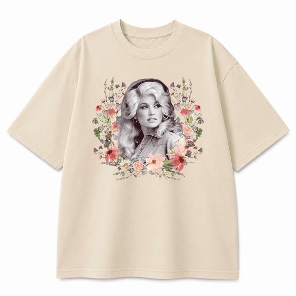 Dolly Country Music Tribute Floral Portrait T-Shirt
