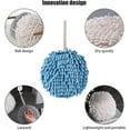 thumbnail image 3 of NOGIS Fuzzy Ball Towels,4 Pack Hanging Bathroom Hand Towels Super Fluffy Chenille Ball Towels, Highly Absorbent Bathroom/Kitchen Soft Hand Towels with 4 Hooks for Instant Drying of Hands (Blue), 3 of 7