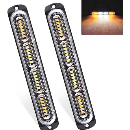 LINLIN Side warning lights, 2 Pack 24 LED Surface Mount Beacon Hazard Warning Flashing Strobe Light for Vehicle Car Truck Trailer ATVs Car Side Lights 12-24V