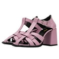 thumbnail image 3 of FSJ Women Chic Square Toe Strappy Chunky Block Heel Sandal T-Strap Caged Adjustable Ankle Buckle Daily Walking Shoes Size 9 Purple, 3 of 4