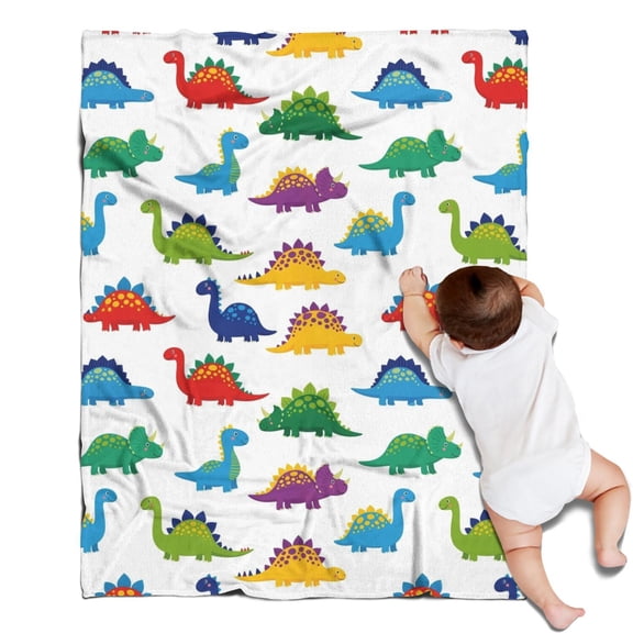 Colorful Dinosaurs Pattern Blanket,Comfortable Soft Lamb Wool Throw Blanket,All Season,Warm Lightweight Blankets for Sofa Bed Couch Living Room Chair,30"x40"