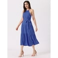 thumbnail image 4 of Unique Bargains Women's Solid Color Loose Swing Casual Sleeveless A-Line Summer Dress S Royal Blue, 4 of 6