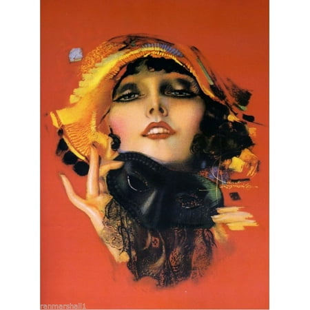 1940s Pin Up Girl Dream Eyes Masquerade Picture Poster Print