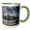Green/White, variant on 3drose, Nyc Skyline, East River,, 11oz Two-tone Red Mug