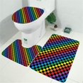 thumbnail image 2 of Colorful Rainbow Checkered Pattern Bathroom Rugs Sets 3 Piece,Toilet Cover Set,Absorbent Non Slip Bathroom Mats Sets with U-Shaped Contour Rug Toilet Rug Set, 2 of 5