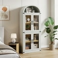 thumbnail image 4 of BeesClover Bibliothèque Arquée à 6 Tablettes avec Portes en Verre, Armoire d'Exposition Moderne en Bois avec Tablettes de Rangement pour Livres, Décor et Objets de Collection, 4 of 8