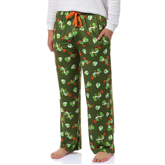 Nintendo Super Mario Men's Yoshi Eggs AOP Drawstring Elastic Waistband with Side Pockets Lounge Sleep Pajama Pants
